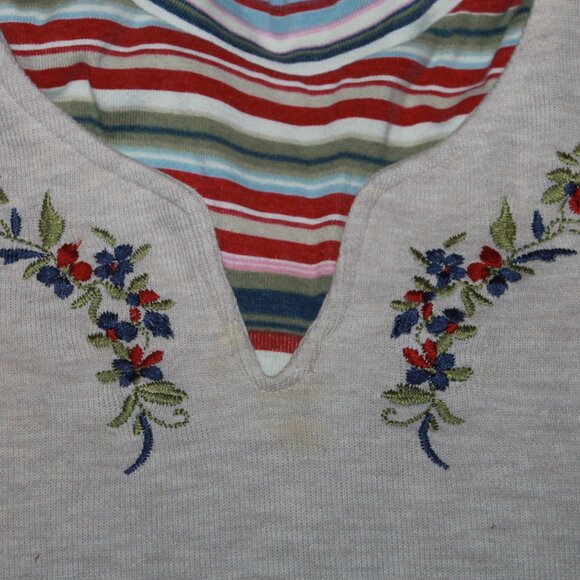 Vintage Haband Women's Light Gray Long Sleeve Floral Sweater Size Large - Picture 4 of 11